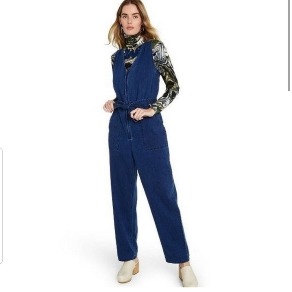 Rachel Comey Denim Belted Jumpsuit